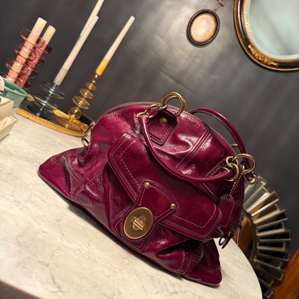 Coach Legacy Francine Patent Leather Satchel - Purple - Picture 2 of 14